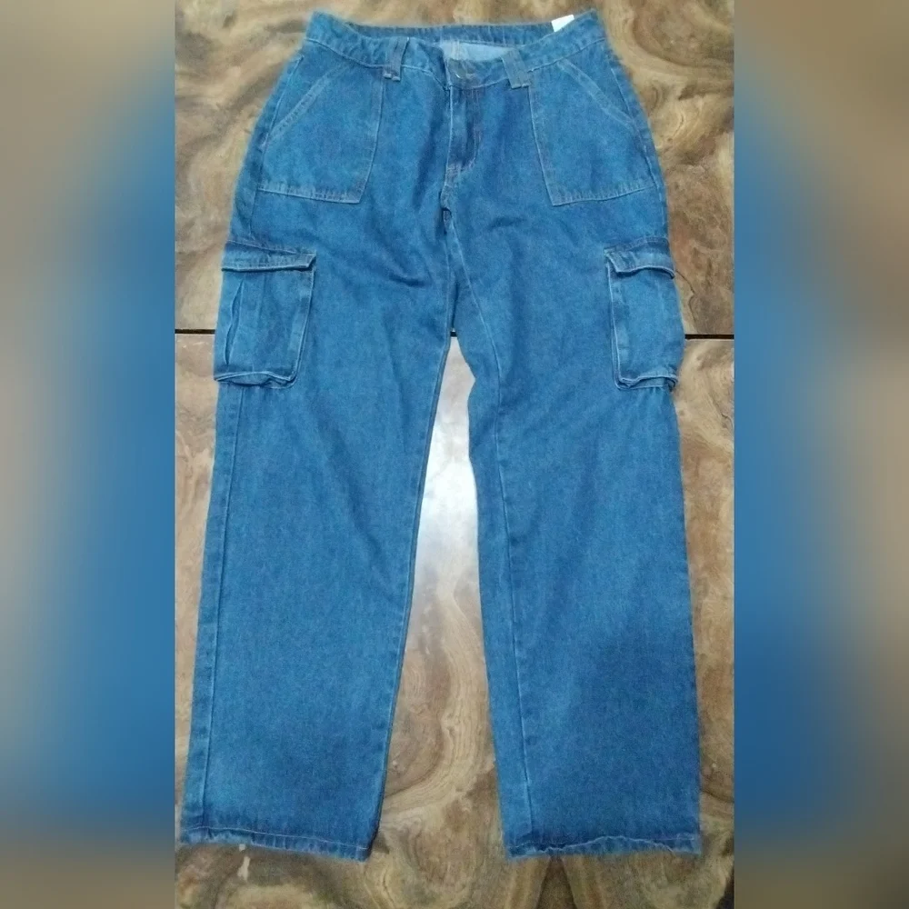 SHEIN Cargo Jeans Women's Largue Blue